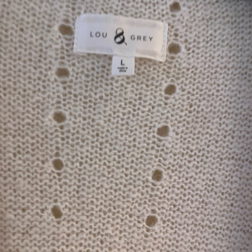 Lou& Grey Cream White Wool Alpaca Blend Cardigan L - Picture 3 of 4